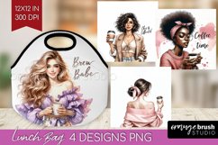 Coffee Girl Lunch Bag - Coffee Lover Lunch Bug PNG Product Image 1