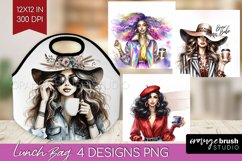 Coffee Girl Lunch Bag - Coffee Lover Lunch Bug PNG Product Image 1