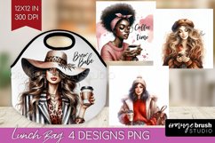 Coffee Girl Lunch Bag - Coffee Lover Lunch Bug PNG Product Image 1