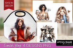 Coffee Girl Lunch Bag - Coffee Lover Lunch Bug PNG Product Image 1