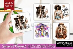 Coffee Girl Magnet Sublimation - Coffee Lover Square Magnet Product Image 1
