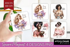 Coffee Girl Magnet Sublimation - Coffee Lover Square Magnet Product Image 1