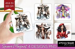 Coffee Girl Magnet Sublimation - Coffee Lover Square Magnet Product Image 1