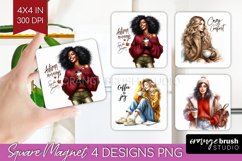 Coffee Girl Magnet Sublimation - Coffee Lover Square Magnet Product Image 1