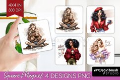 Coffee Girl Magnet Sublimation - Coffee Lover Square Magnet Product Image 1