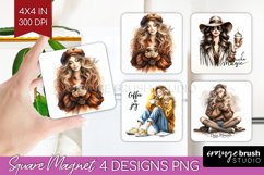 Coffee Girl Magnet Sublimation - Coffee Lover Square Magnet Product Image 1