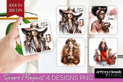 Coffee Girl Magnet Sublimation - Coffee Lover Square Magnet Product Image 1