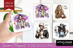 Coffee Girl Magnet Sublimation - Coffee Lover Square Magnet Product Image 1
