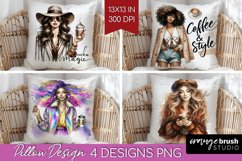 Coffee Girl Pillow Sublimation - Coffee Lover Pillow Cover Product Image 1