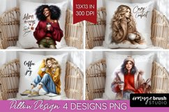 Coffee Girl Pillow Sublimation - Coffee Lover Pillow Cover Product Image 1