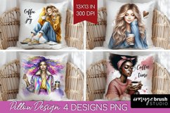 Coffee Girl Pillow Sublimation - Coffee Lover Pillow Cover Product Image 1