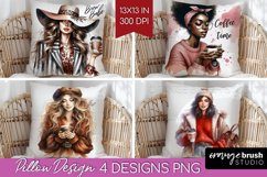 Coffee Girl Pillow Sublimation - Coffee Lover Pillow Cover Product Image 1