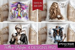 Coffee Girl Pillow Sublimation - Coffee Lover Pillow Cover Product Image 1