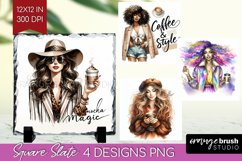 Coffee Girl Slate PNG - Coffee Lover Square Slate Product Image 1