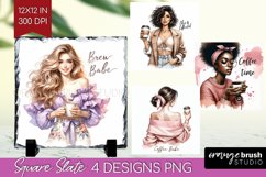 Coffee Girl Slate PNG - Coffee Lover Square Slate Product Image 1