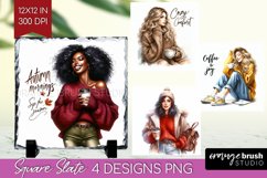 Coffee Girl Slate PNG - Coffee Lover Square Slate Product Image 1