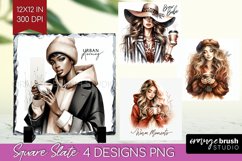 Coffee Girl Slate PNG - Coffee Lover Square Slate Product Image 1