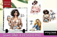 Coffee Girl Slate PNG - Coffee Lover Square Slate Product Image 1