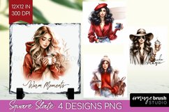 Coffee Girl Slate PNG - Coffee Lover Square Slate Product Image 1