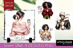 Coffee Girl Slate PNG - Coffee Lover Square Slate Product Image 1