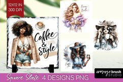 Coffee Girl Slate PNG - Coffee Lover Square Slate Product Image 1