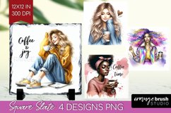 Coffee Girl Slate PNG - Coffee Lover Square Slate Product Image 1