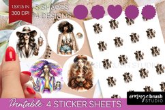 Coffee Girl Round Sticker - Coffee Lover Printable Sticker Product Image 1