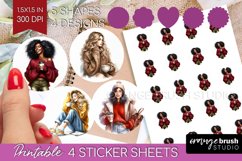 Coffee Girl Round Sticker - Coffee Lover Printable Sticker Product Image 1