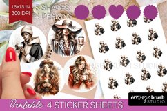 Coffee Girl Round Sticker - Coffee Lover Printable Sticker Product Image 1