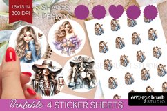 Coffee Girl Round Sticker - Coffee Lover Printable Sticker Product Image 1
