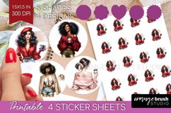 Coffee Girl Round Sticker - Coffee Lover Printable Sticker Product Image 1