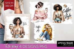 Coffee Girl Tote Bag - Coffee Lover Tote Bag PNG Sublimation Product Image 1