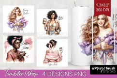 Coffee Girl Tumbler Wrap - Coffee Lover Tumbler PNG Product Image 1