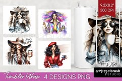 Coffee Girl Tumbler Wrap - Coffee Lover Tumbler PNG Product Image 1