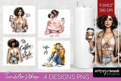 Coffee Girl Tumbler Wrap - Coffee Lover Tumbler PNG Product Image 1