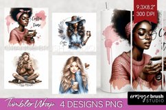 Coffee Girl Tumbler Wrap - Coffee Lover Tumbler PNG Product Image 1
