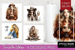 Coffee Girl Tumbler Wrap - Coffee Lover Tumbler PNG Product Image 1