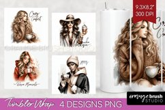 Coffee Girl Tumbler Wrap - Coffee Lover Tumbler PNG Product Image 1