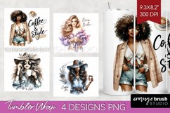 Coffee Girl Tumbler Wrap - Coffee Lover Tumbler PNG Product Image 1
