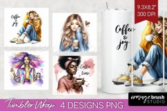 Coffee Girl Tumbler Wrap - Coffee Lover Tumbler PNG Product Image 1