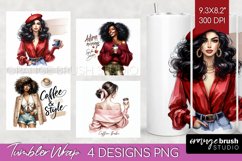 Coffee Girl Tumbler Wrap - Coffee Lover Tumbler PNG Product Image 1