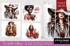 Coffee Girl Tumbler Wrap - Coffee Lover Tumbler PNG Product Image 1