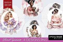Coffee Girl Wind Spinner Sublimation PNG - Coffee Lover Product Image 1