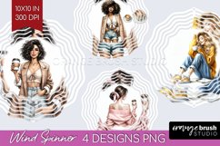 Coffee Girl Wind Spinner Sublimation PNG - Coffee Lover Product Image 1
