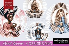 Coffee Girl Wind Spinner Sublimation PNG - Coffee Lover Product Image 1