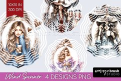Coffee Girl Wind Spinner Sublimation PNG - Coffee Lover Product Image 1