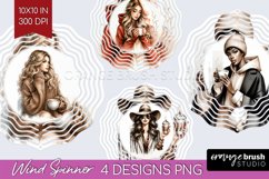 Coffee Girl Wind Spinner Sublimation PNG - Coffee Lover Product Image 1