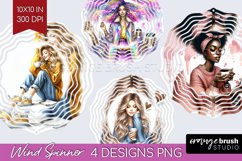 Coffee Girl Wind Spinner Sublimation PNG - Coffee Lover Product Image 1