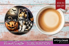 Collie Dog Round Coaster Halloween Coaster PNG Sublimation Product Image 1