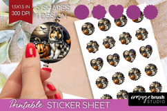 Collie Dog Round Sticker Halloween Printable Sticker Sheet Product Image 1